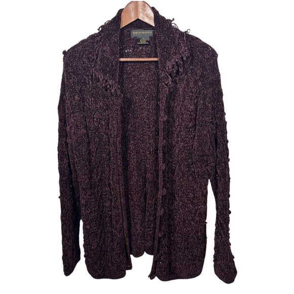 Babette Ballinger New York Sweaters - Vintage 90s Y2K Bobble Knit Long Cardigan Sz M Grunge Goblin Forest Fairy Purple